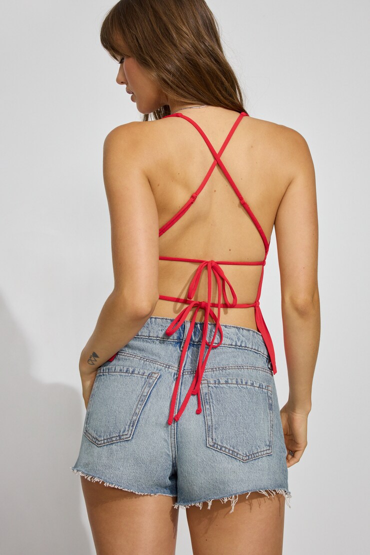 Plunge Flyaway Tank Top, Tomato Puree Red, large