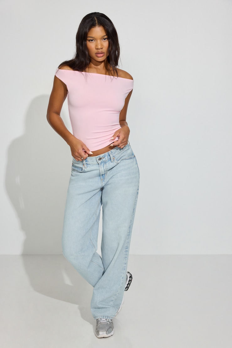 Clean Off Shoulder Top Parfait Pink | Garage