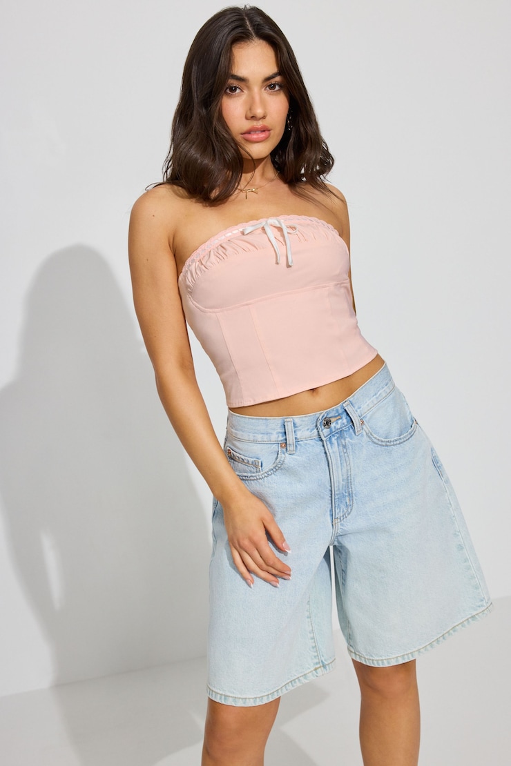 Trimmed Tube Top, Chalk Pink/White, large
