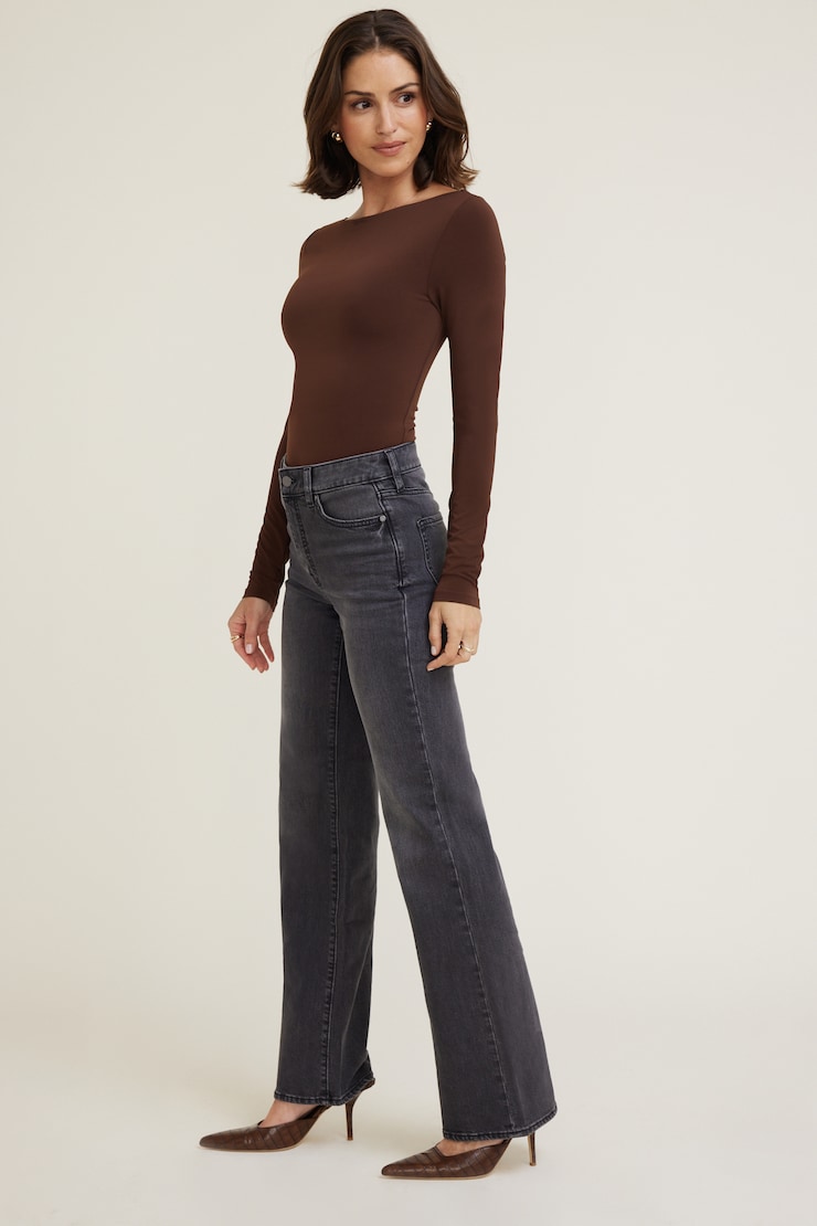 Elodie Stretch High Rise Bootcut Jeans Medium Light Black / Pebble Grey large