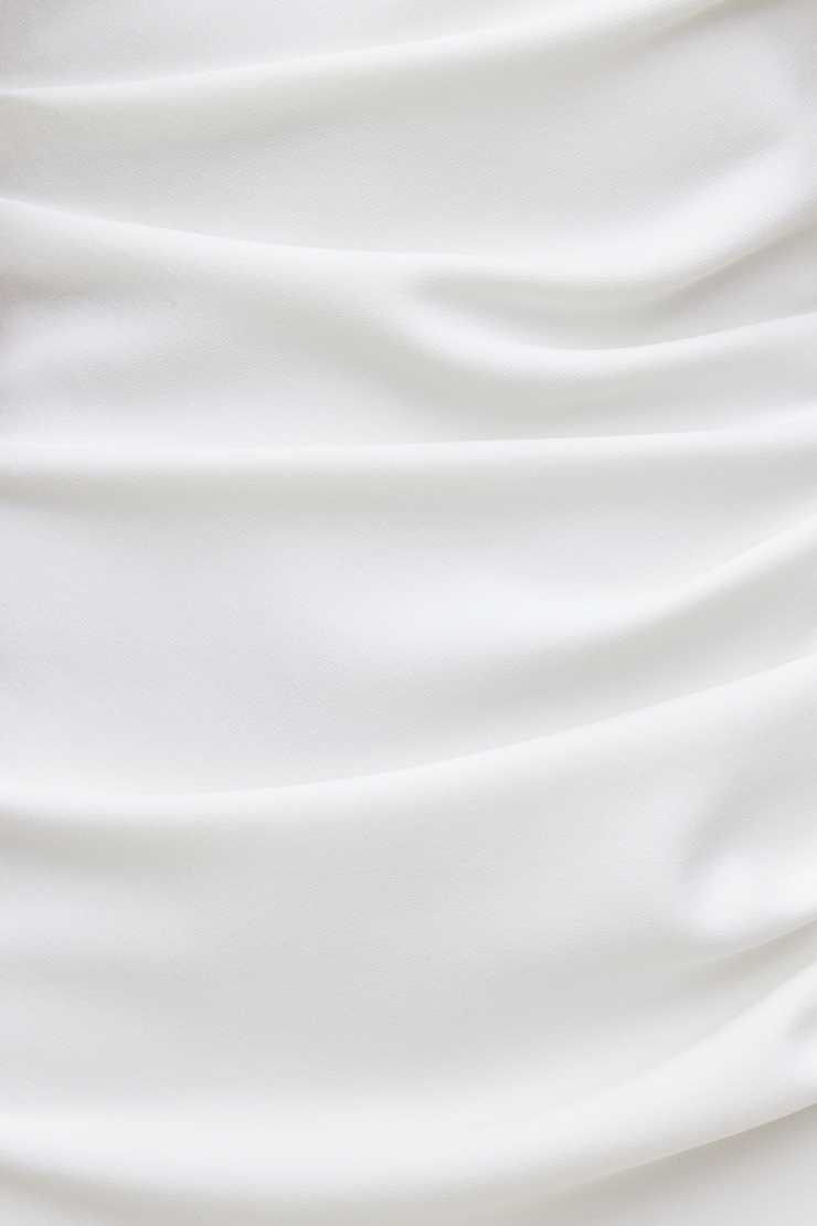 Ruched Off Shoulder Crepe Mini Dress Snow White large