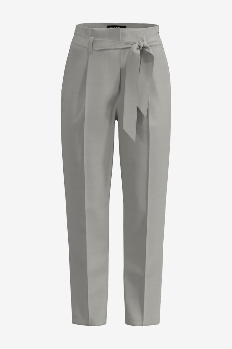 Pantalon à taille froncée avec ceinture Gris givré large