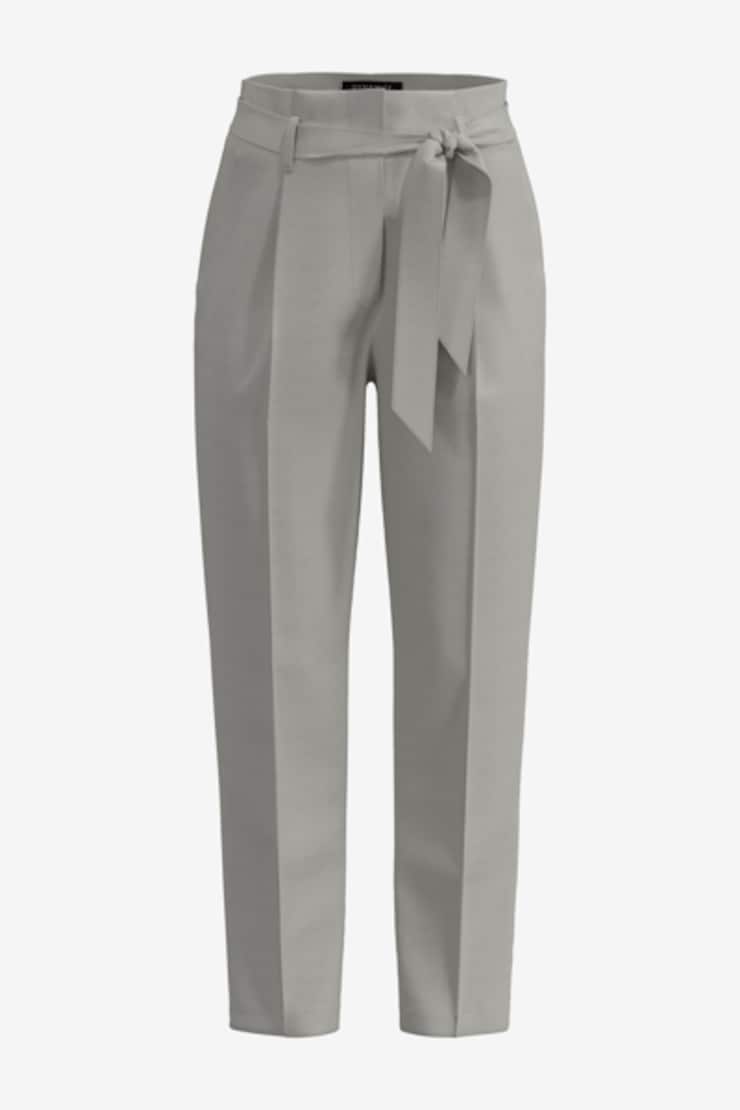 Pantalon à taille froncée avec ceinture Gris givré large