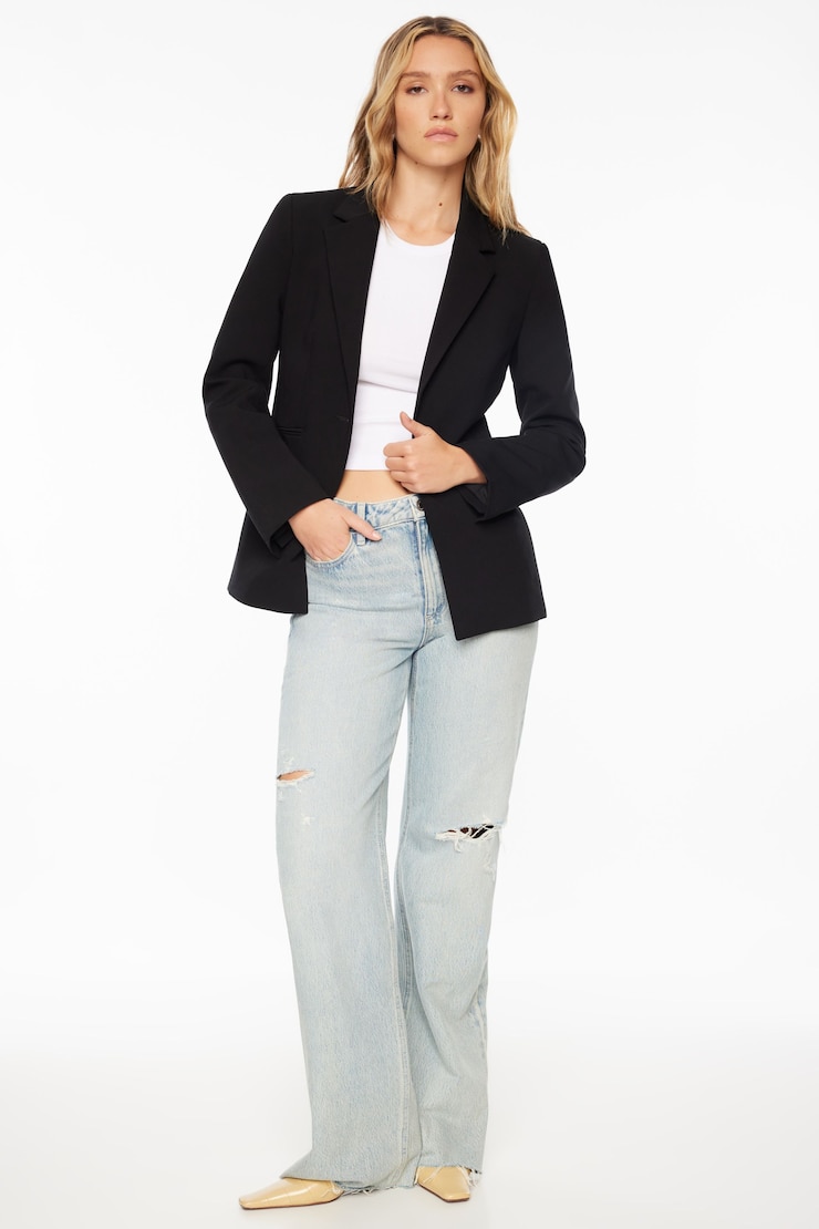 One Button Fitted Blazer Jet Black  large