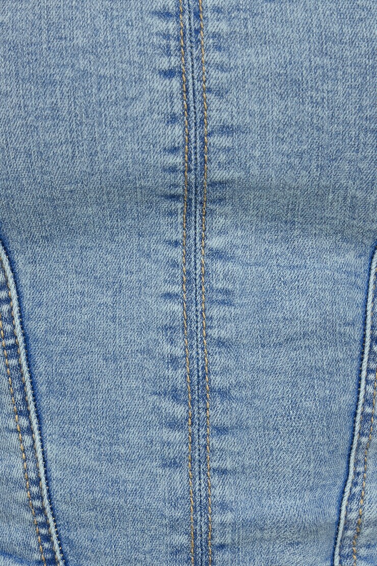 Denim Seamed Tube Top, Amaris Blue, large