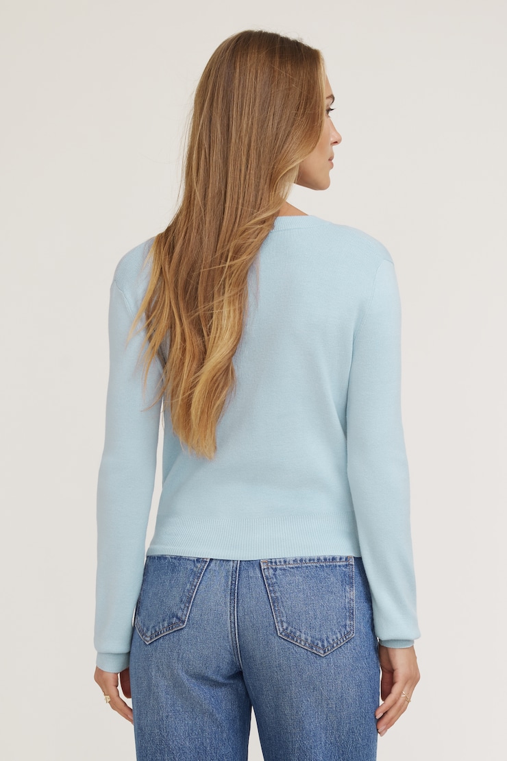 Rebecca Crewneck Cardigan Blue | Dynamite
