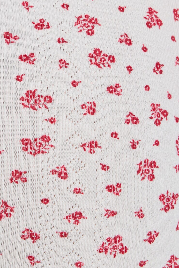 Tiny Pointelle Short, White/Red Floral, large