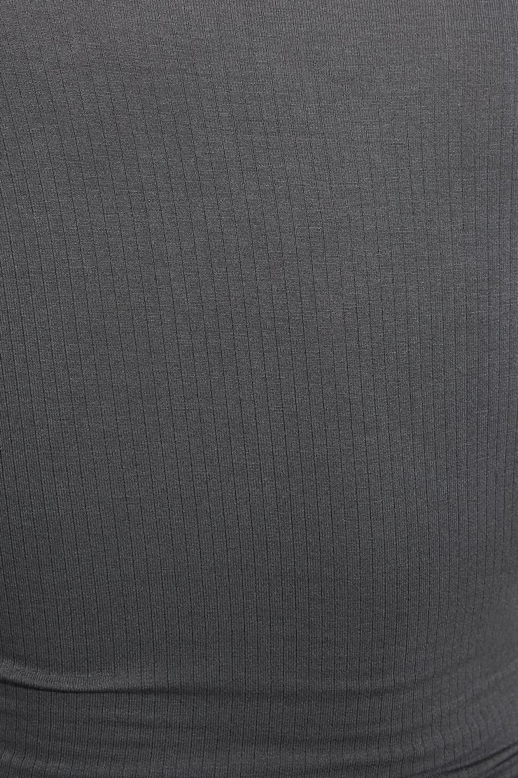 Sheer Ribbed Henley Long Sleeve Top