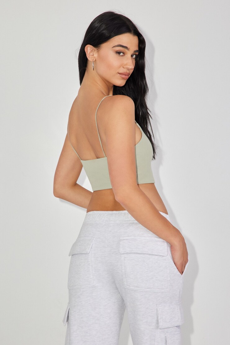 Eva Cropped Cami Top, Seagrass Green, large