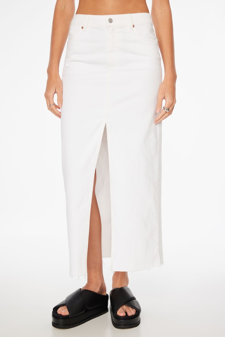Jupe maxi en denim Blanc éclatant large