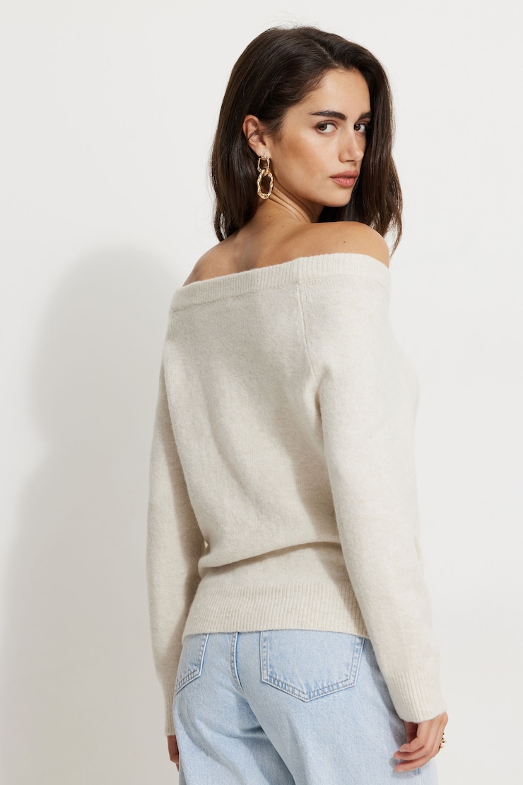 Heavenlyarn™ Off Shoulder Sweater Rainy Day large