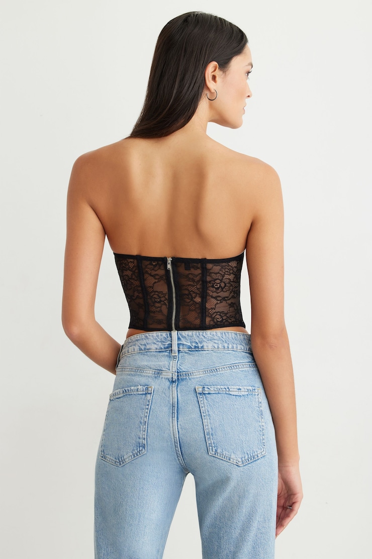Lace Bustier Top  Jet Black  large