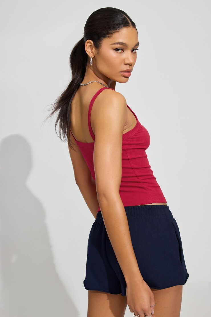 Kasey Scoop Neck Ribbed Cami, Jester red, large