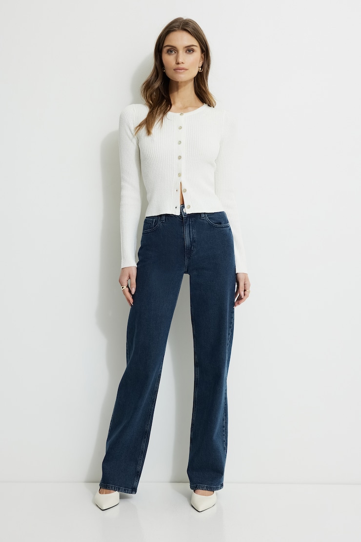 Wide Crewneck Cardigan