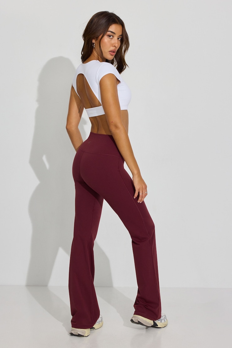 SoftActive Flare Leggings, Port Royale Burgundy, large