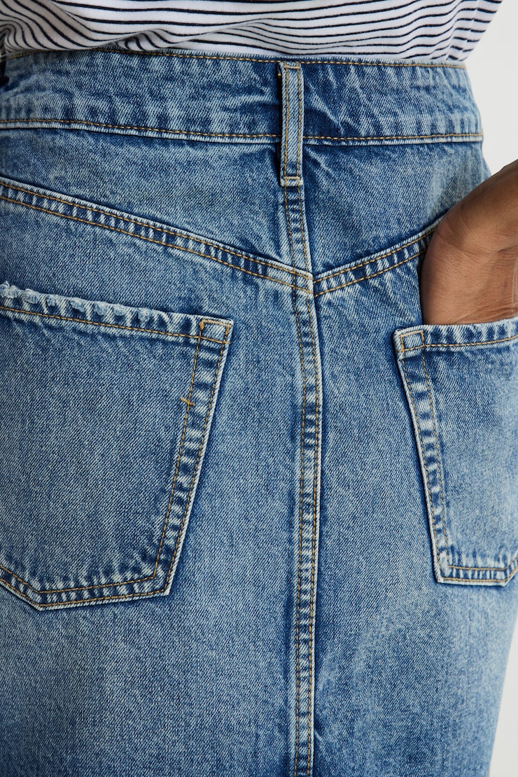 High Rise Denim Mini Skirt