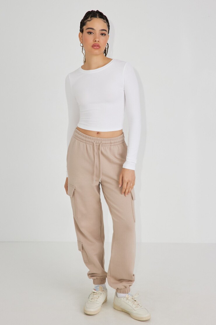 Kimmy Long Sleeve Crewneck Top, Bright White, large