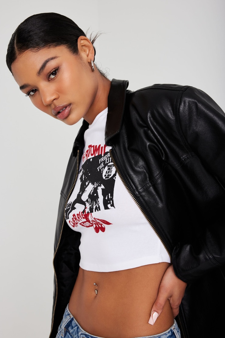 Stormi Tee, Bright White with "The Atomic Cherries Tour" Art, large