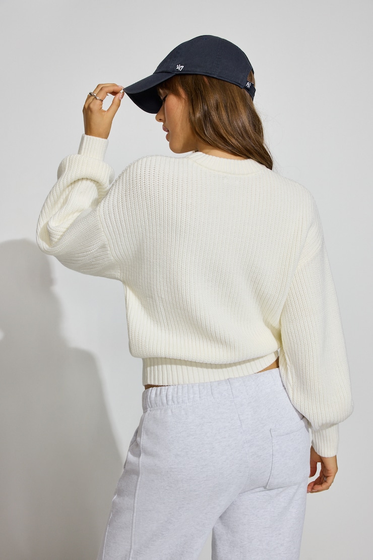 Bubble Sleeve Sweater, Snow White, large