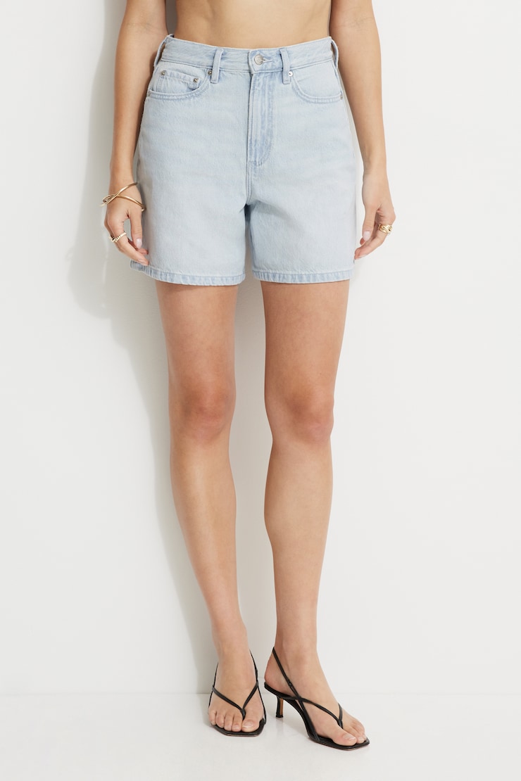 Charlie High Rise A Line Denim Shorts Medium Light Indigo / Marion large