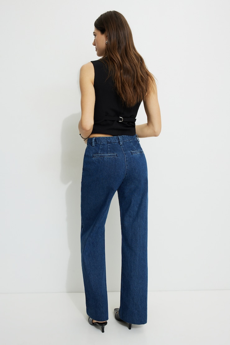 High Rise Wide Leg Trouser Jeans Medium Dark Indigo / Friday Blue large