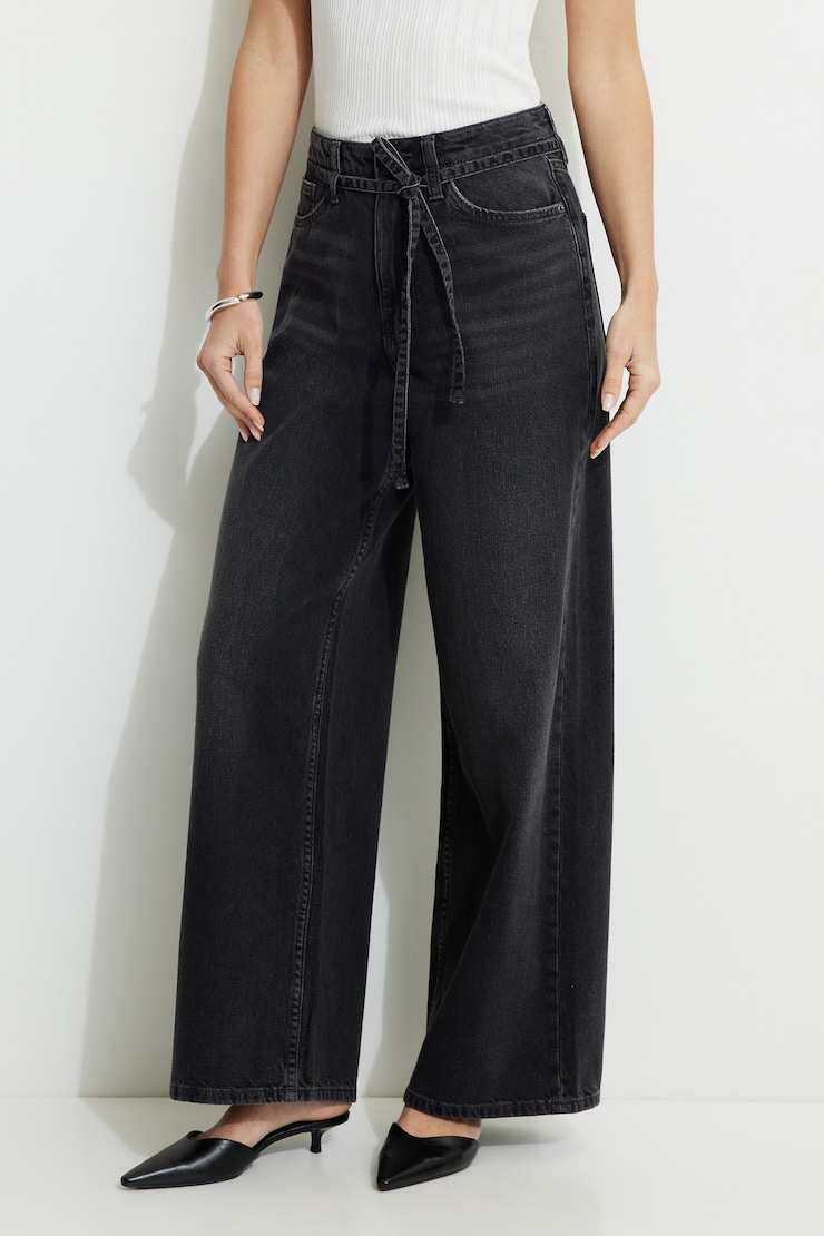 Baggy Drawstring Jeans Medium Dark Black / Castle Rock large