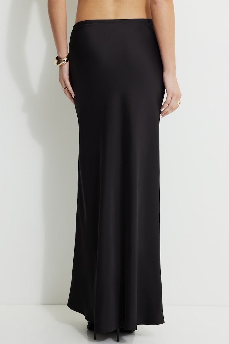 Cary Satin Slip Maxi Skirt Jet Black large