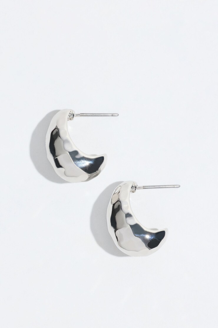 Mini Hammered Drop Earrings Silver large
