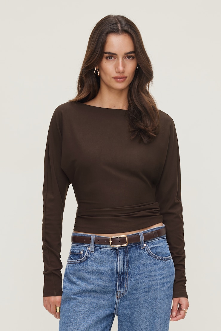 Haut Mira à manches dolman Brun café large