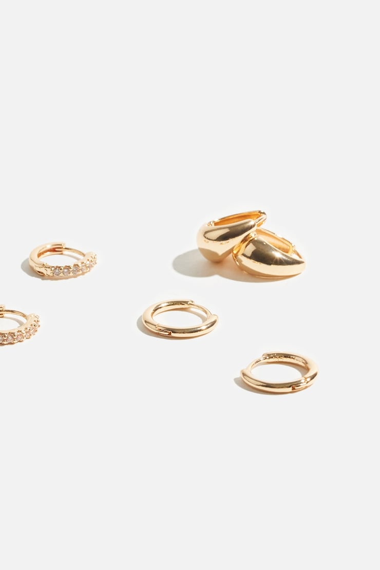 3-Pack Delicate Linear Hoop Earrings Gold large