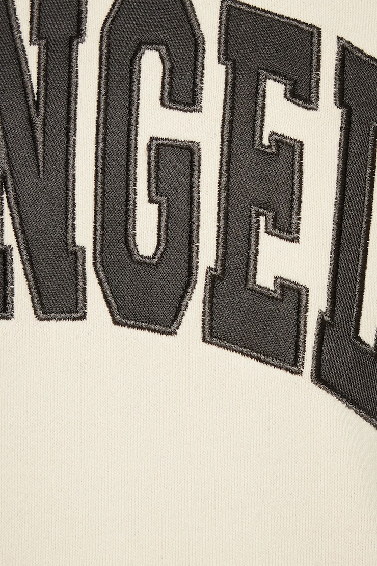 Classic Appliqué Crew Neck Sweatshirt Polished Pearl Beige & Los Angeles Art large