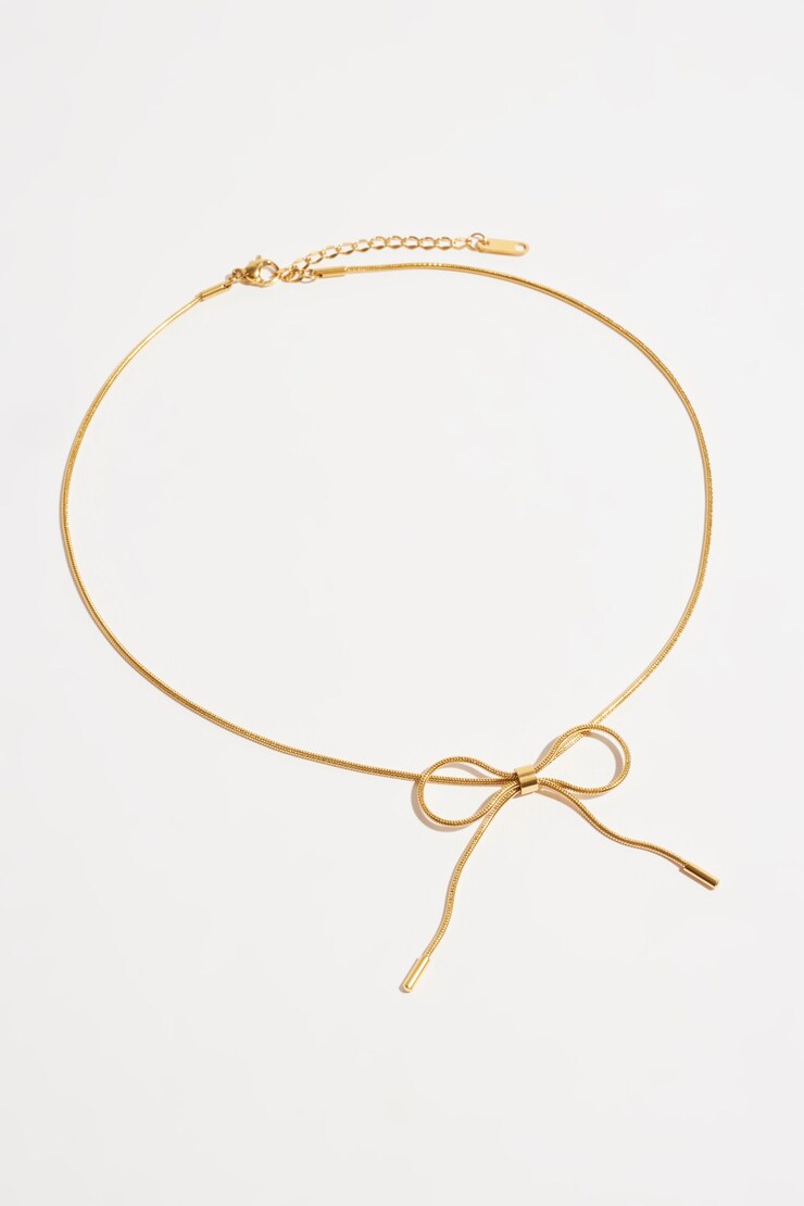 Delicate Bow Necklace Gold large