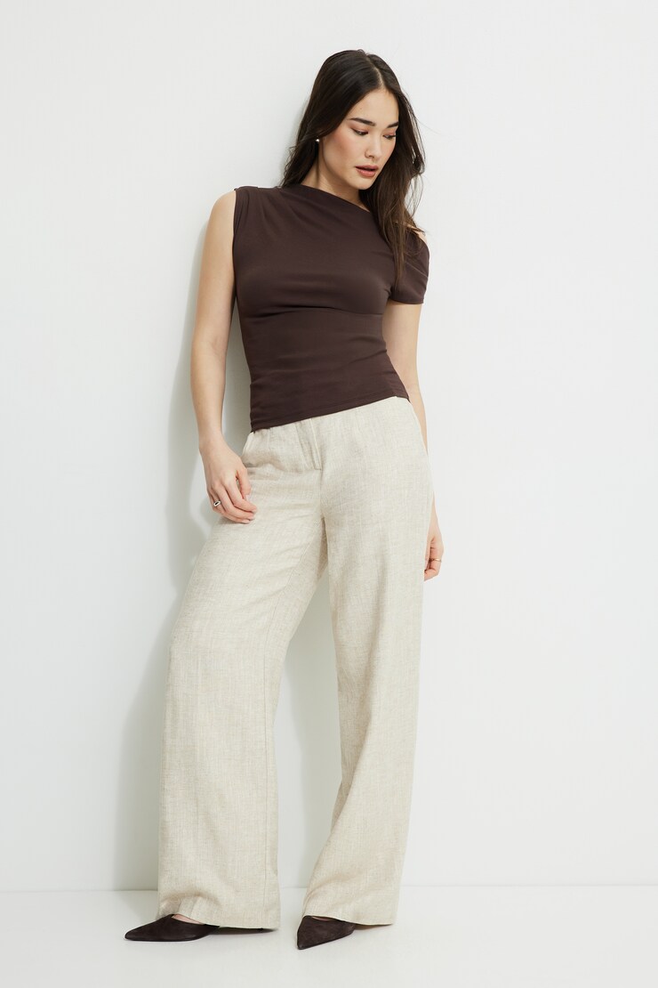 Yasmin Linen Straight Leg Pants Beige large