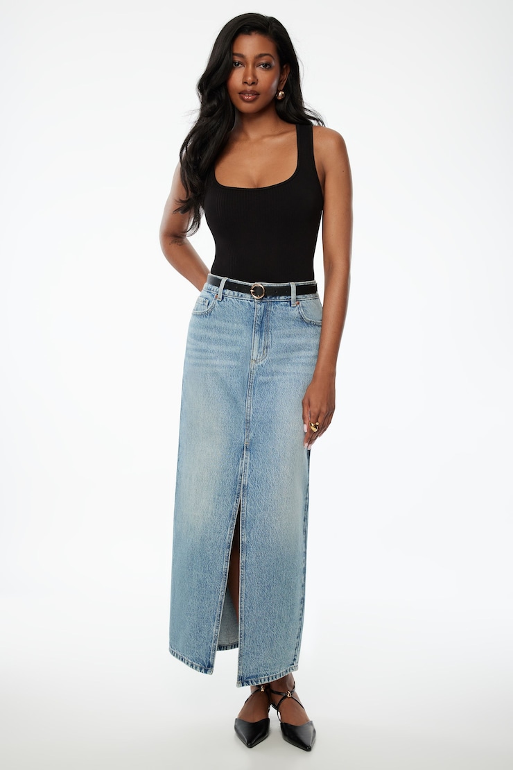 Irene Seamless Square Neck Bodysuit Jet Black large