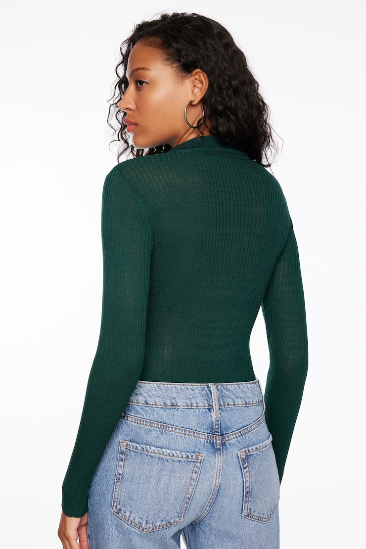 Polo Sweater Bodysuit  Jewel Green large