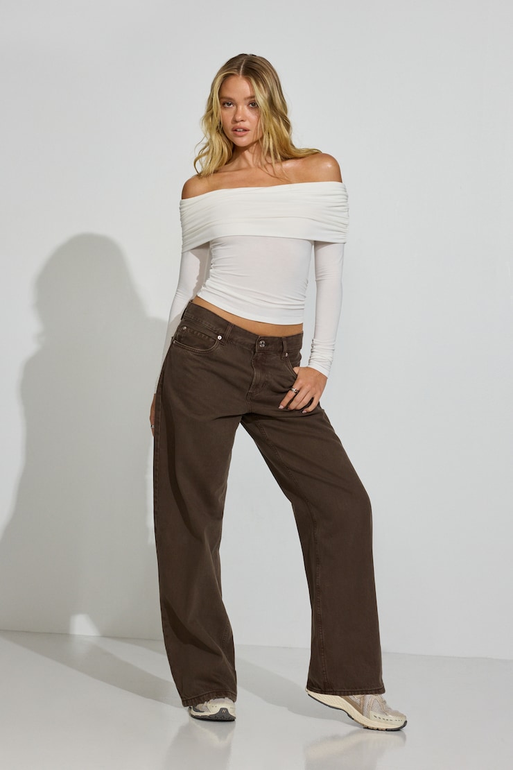 Low Rise Baggy Pants, Diesel Brown, large