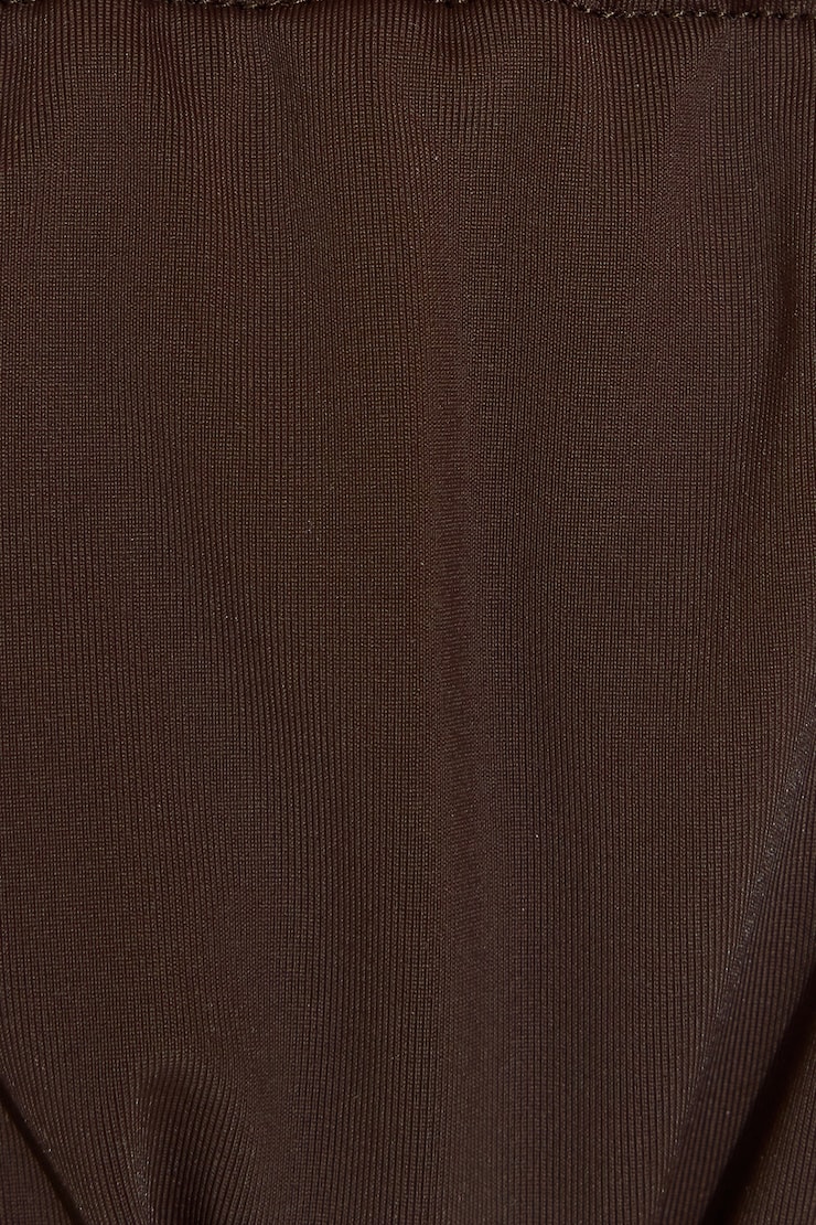 Ruched Side Tie Bikini Bottom, Coffee Bean Brown, large
