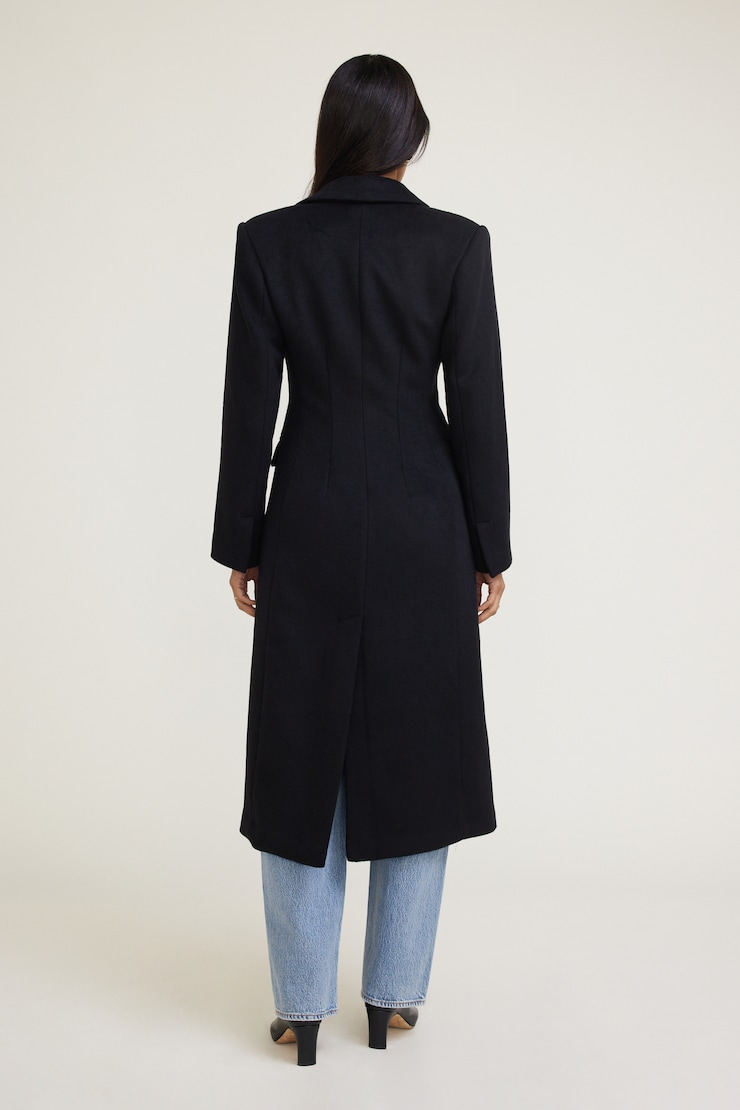 Cinched Wool Coat Black | Dynamite