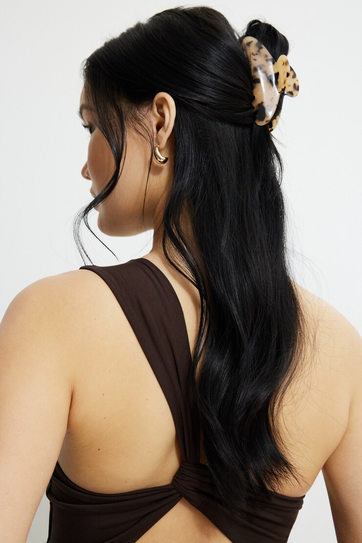 Acetate Claw Hair Clip Milky Tortoise Brown large