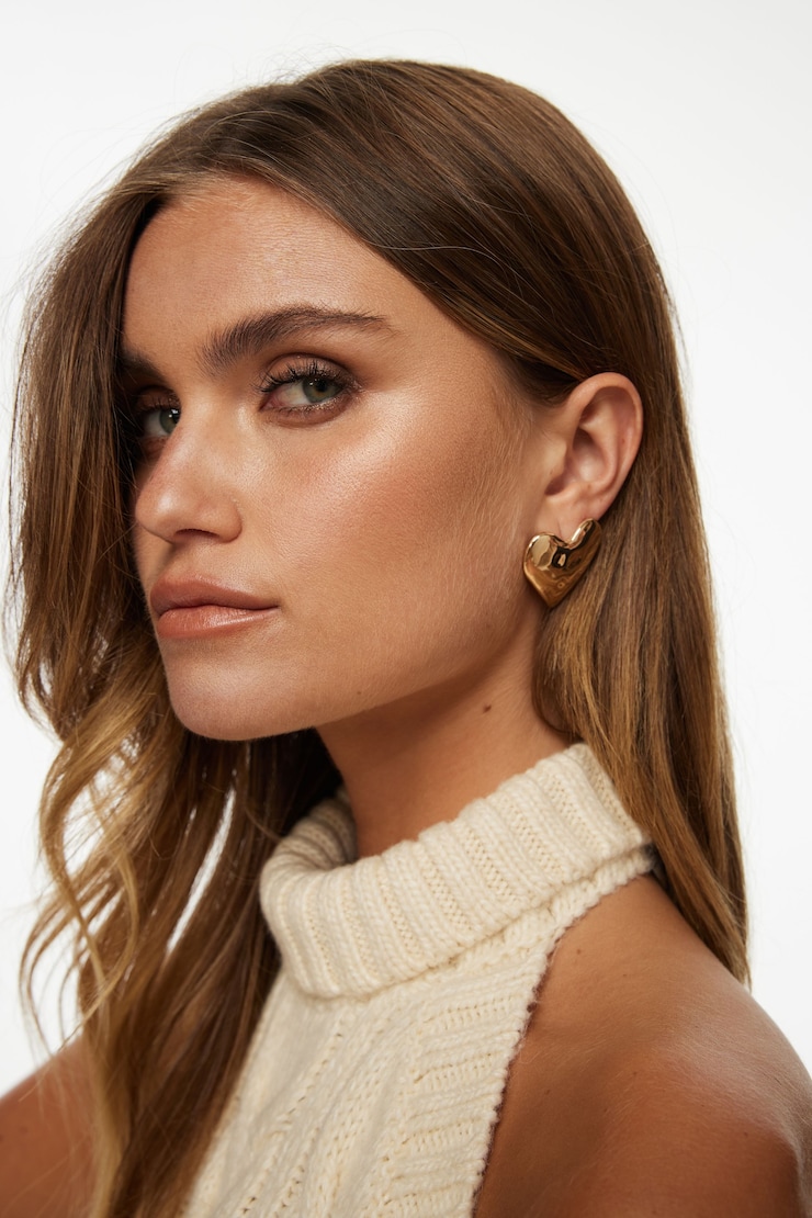 Oversized Hammered Heart Earrings