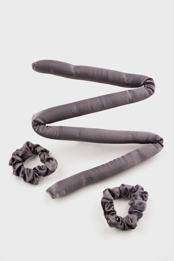 KITSCH | Ensemble boucleur en satin sans chaleur Gris charbon large