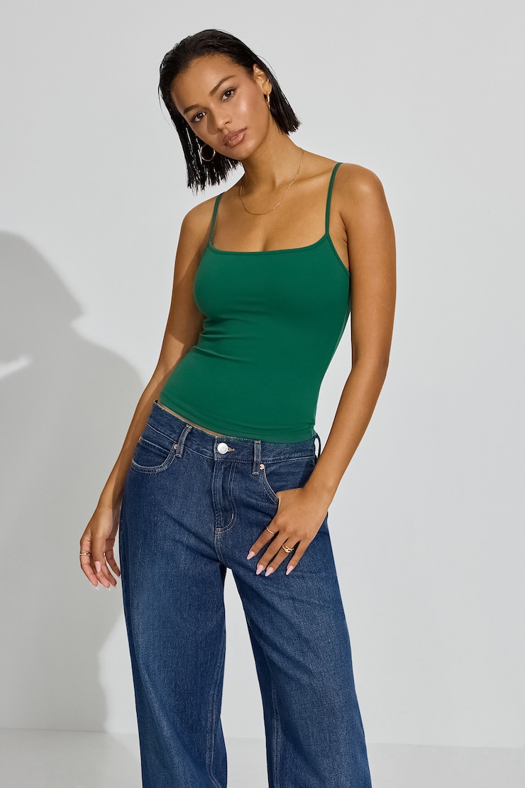 Sleek Scoop Cami Top, Rainforest Green, large