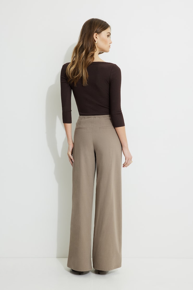 Drawstring Wide Leg Pants Chalet Brown Melange large