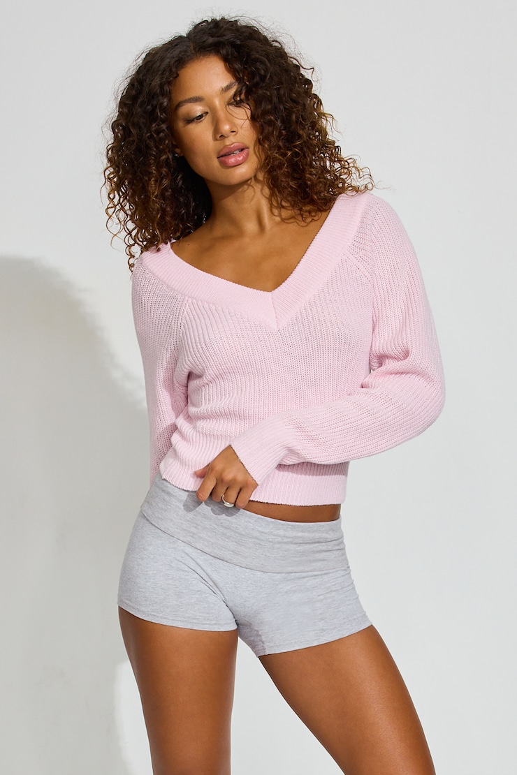 Rylie Supersoft V-Neck Top, Light Pink, large