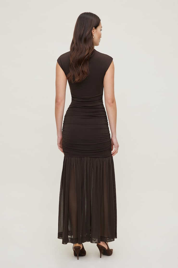 Sculpt Mix Media Mermaid Maxi Dress Java Brown large