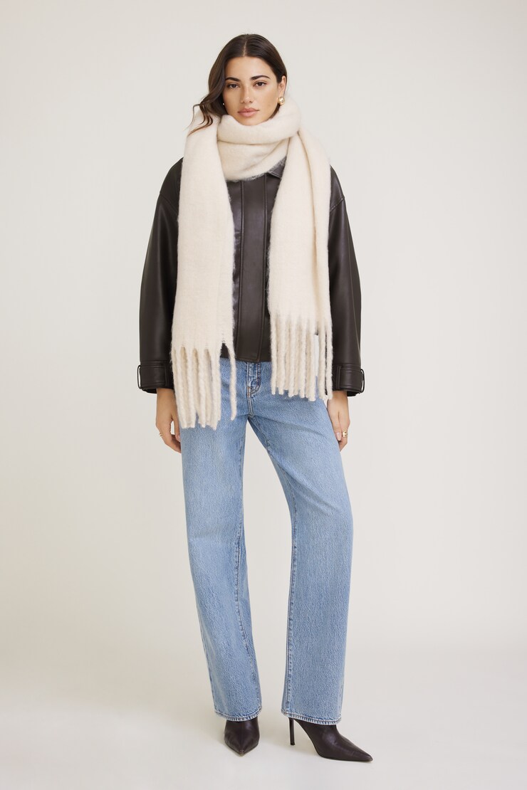 Oversized Fringed Scarf Sea Salt Off White large