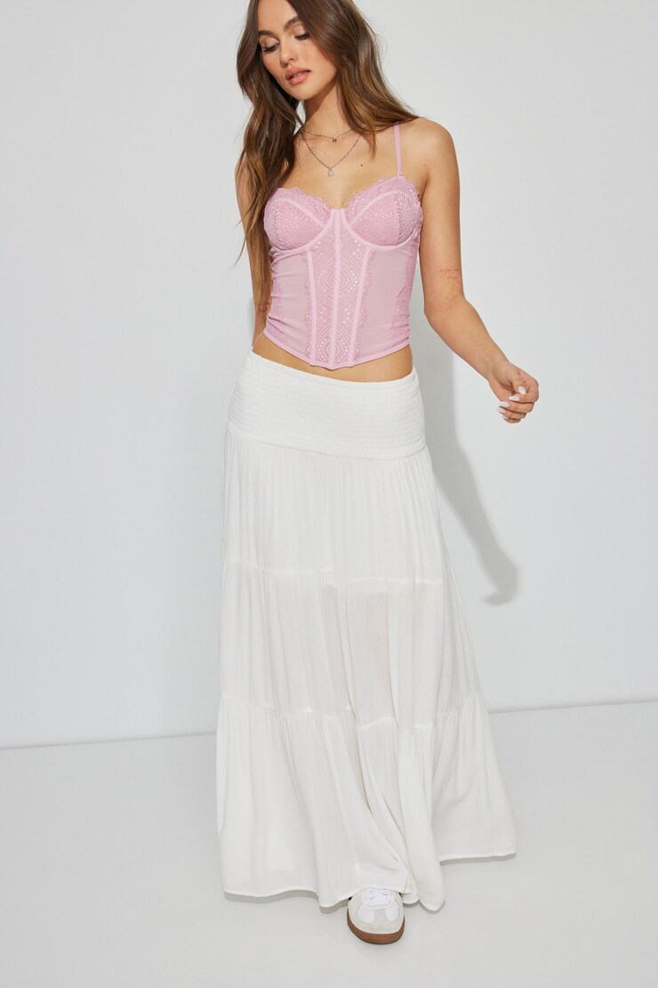 Eliana Smocked Peasant Midi Skirt, Snow White, large