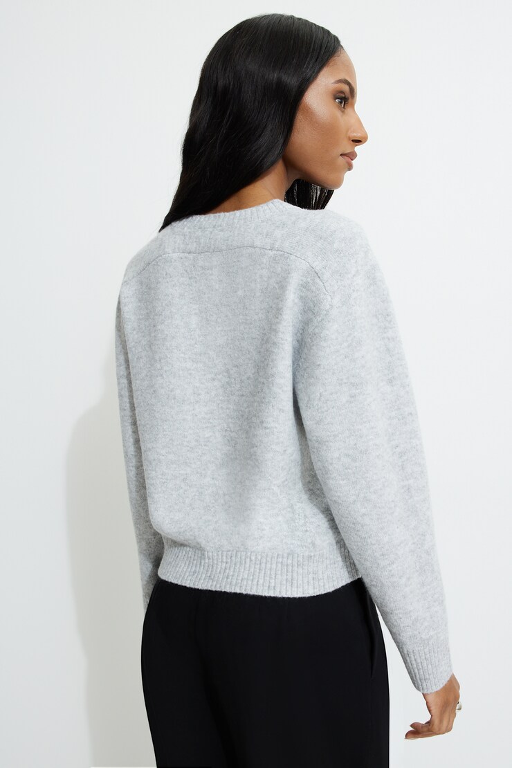 Heavenlyarn™ V Neck Sweater Light Grey Mix large