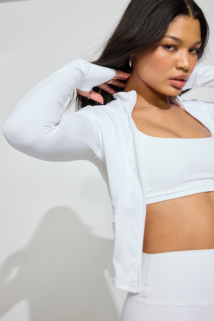 Active Long Sleeve Seamed Jacket White | Garage
