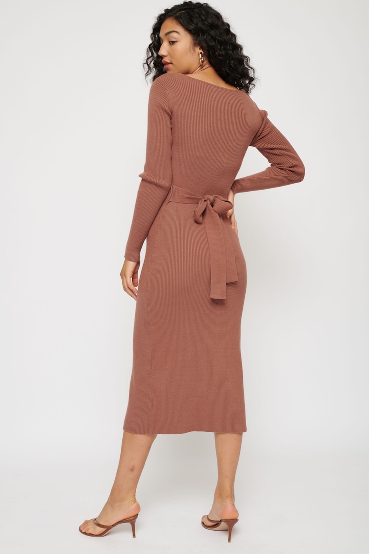Bardot Sweater Dress Carob Brown large